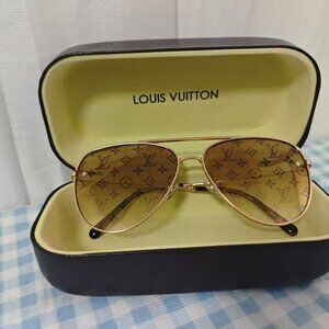 Louis Vuitton Gold and Brown Designer Sunglasses